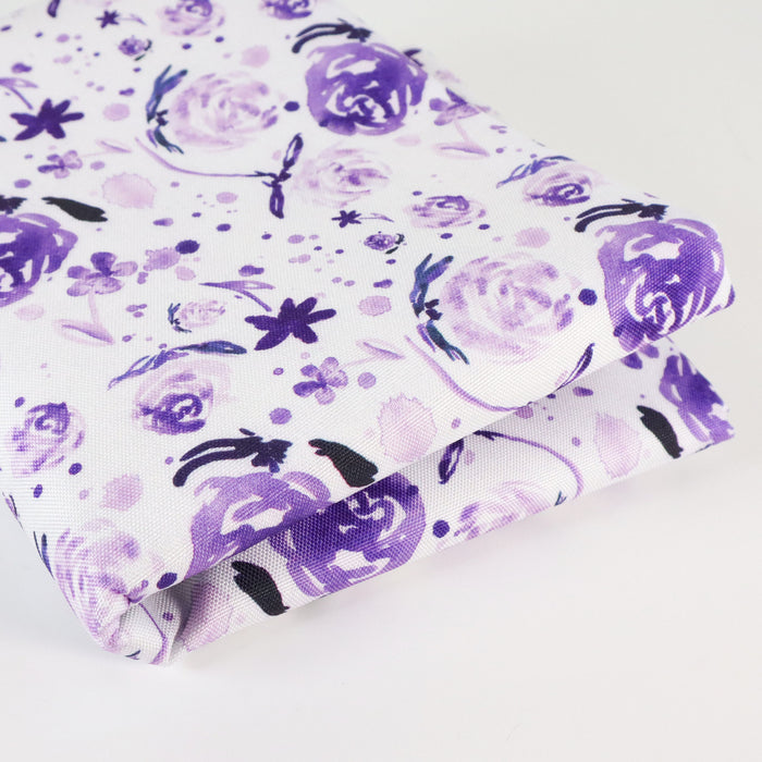 This printed WPC-Lite is of watercolor flowers in purple tones. This photo shows the fabric folded.