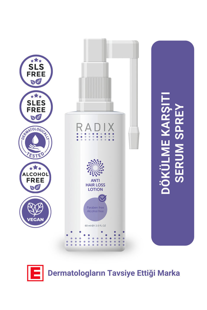 Radix Anti Hair Loss Serum Spray is a targeted scalp treatment formulated with 5% Procapil™ complex to help reduce hair shedding, strengthen hair fibers, and support faster, healthier-looking growth.