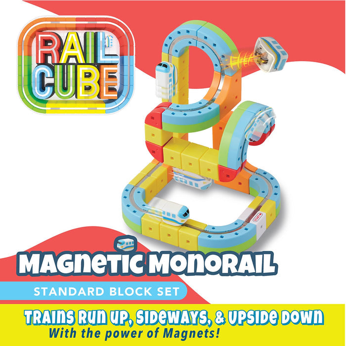 Meekins Rail Cube Magnetic Monorail Starter Block Set in use.