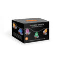 A black retail box for a pack of Rainbow Ghosts LED string lights, featuring colorful ghost illustrations and white text on a clean white background.