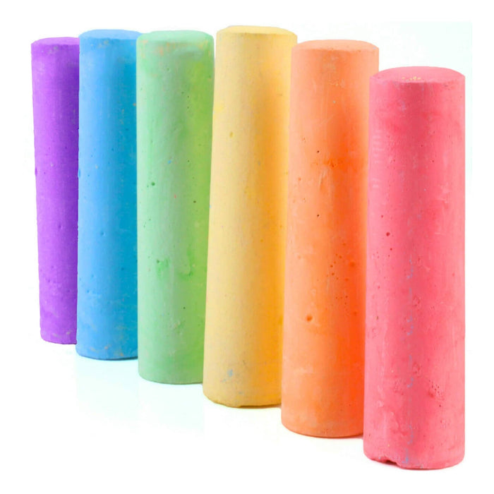 Set of colorful chalk sticks on a white background.