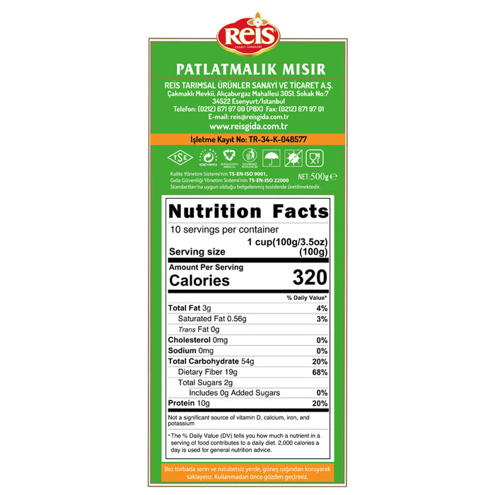 Reis Patlatmalik Misir Popcorn Kernels bring the simple joy of freshly popped corn straight to your kitchen.