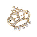 Rhinestone Queen Crown Brooch Pin, 1-1/2-Inch