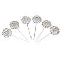 Rhinestone Silver Floral Pin, 1-1/2-Inch, 6-Count