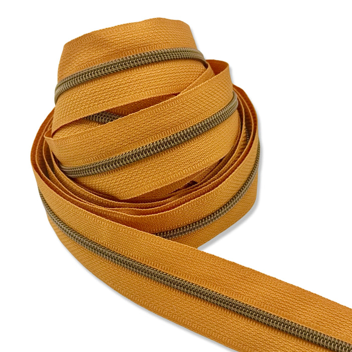 Sandstone Orange | #3 Antique Gold Zipper by the Yard - 3 Yard Singles