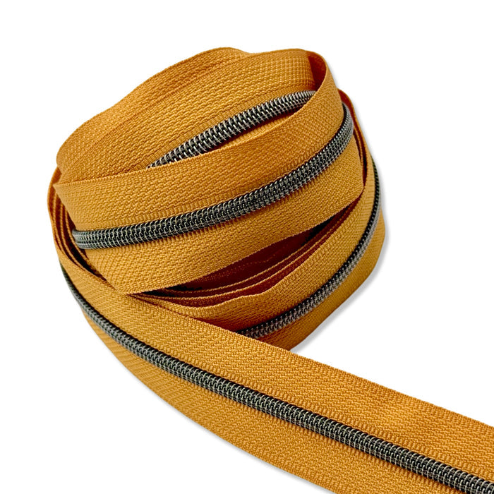 Sandstone Orange | #3 Black Nickel Zipper by the Yard - 3 Yard Singles