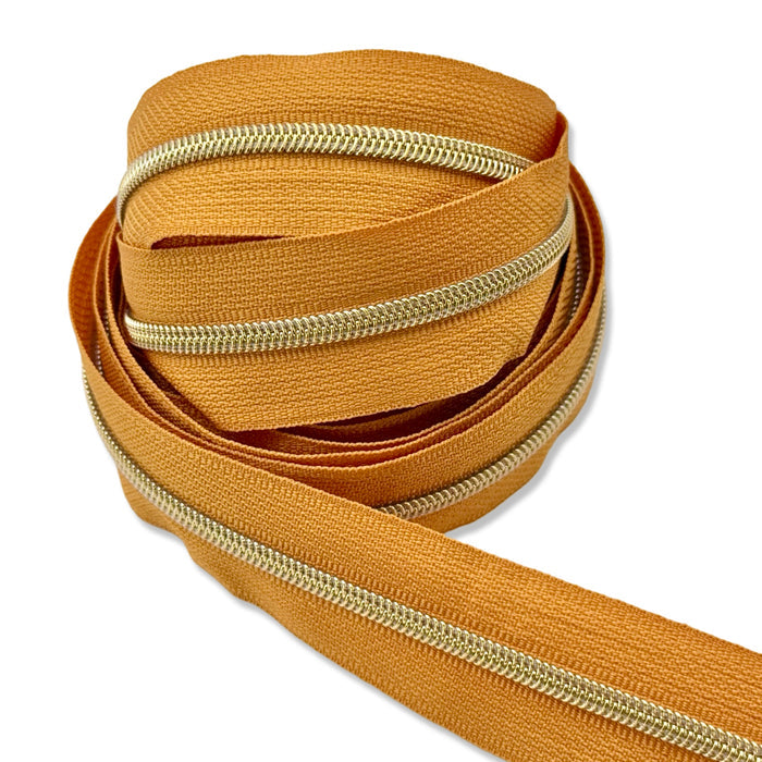Sandstone Orange | #3 Light Gold Zipper by the Yard - 3 Yard Singles