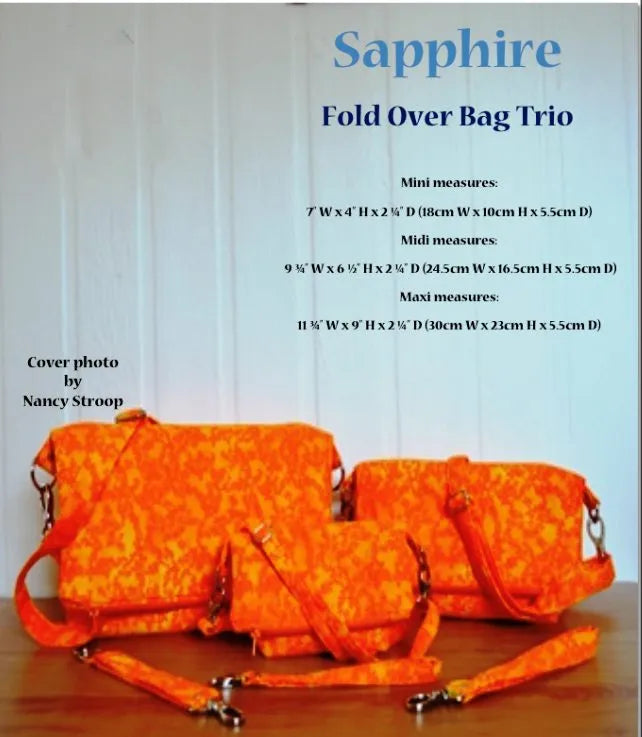 Sapphire Fold Over Trio - Midi Bag by Nancy Stroop Patterns | Hardware Kit