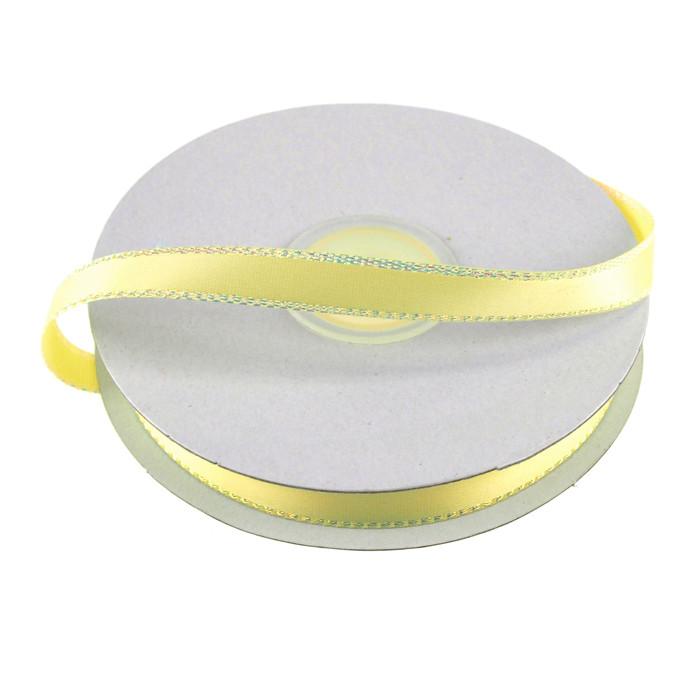 Satin Ribbon with Iridescent Edge, 3/8-Inch, 25 Yards, Yellow