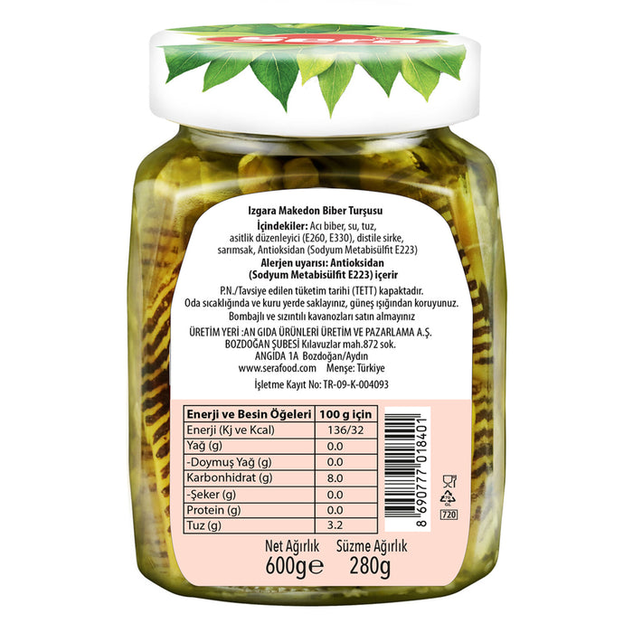 Sera Izgara Makedon Biber Tursusu brings the bold, smoky heat of grilled Macedonian peppers straight to your table.