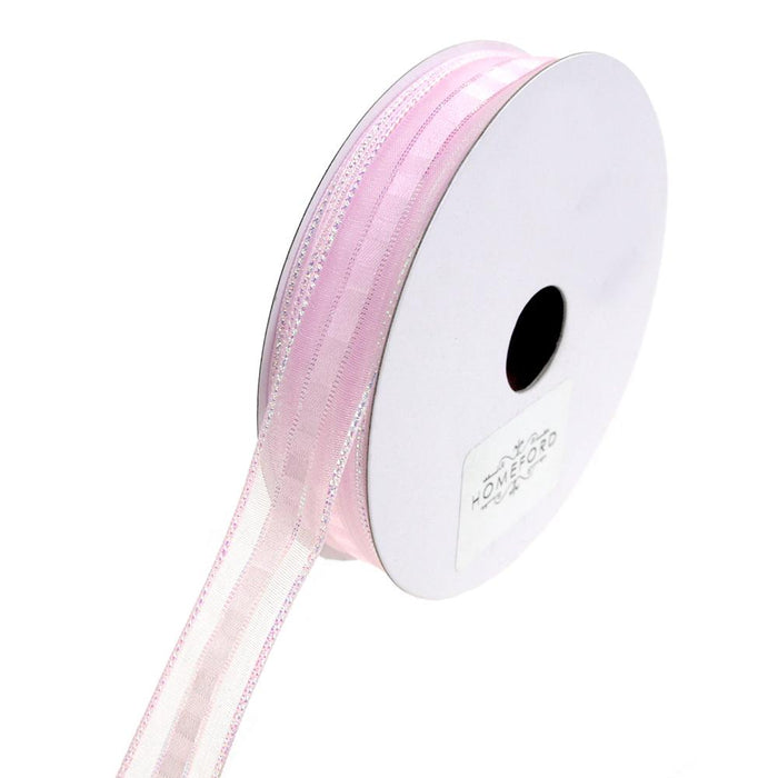 Sheer Metallic Iridescent Edge Natalia Ribbon, 5/8-Inch, 25-Yards