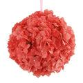 Silk Hydrangea Flower Kissing Balls Centerpiece, 10-Inch, Coral