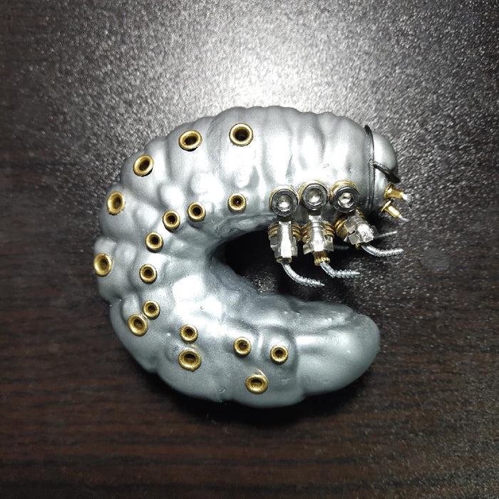 Silver 3D Metal Rhinoceros Beetle Baby Model Steampunk Sculpture without Wooden Base