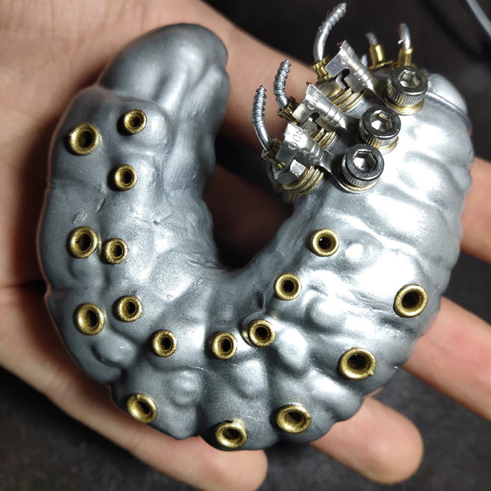 Silver 3D Metal Rhinoceros Beetle Baby Model Steampunk Sculpture without Wooden Base