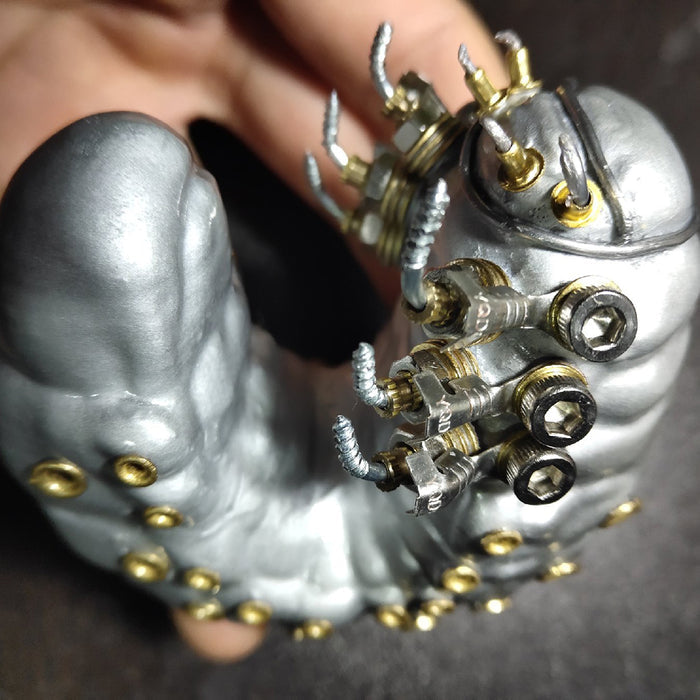 Silver 3D Metal Rhinoceros Beetle Baby Model Steampunk Sculpture without Wooden Base