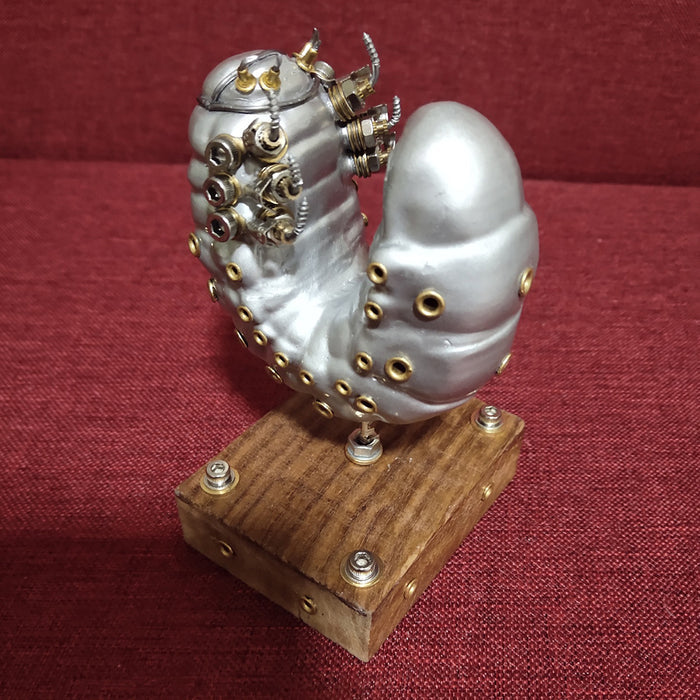 Silver 3D Metal Rhinoceros Beetle Baby Model Steampunk Sculpture without Wooden Base