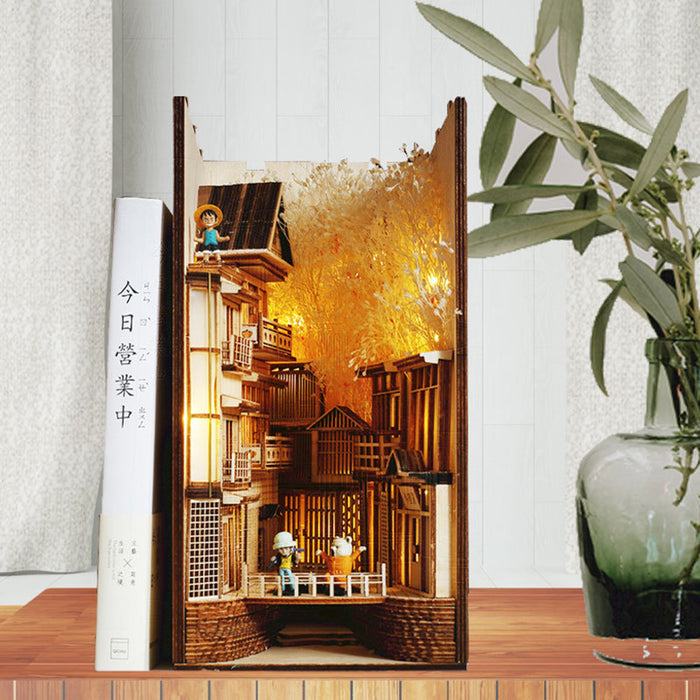 Silver Mountain Hot Spring Alleyway Book Nook Diorama DIY Wooden Assembly kit