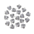 Small Heart w/ Love Metal Charms, Silver, 3/4-Inch, 18-Count