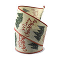 Snowy Trees 'Merry Christmas' Wired Ribbon, 2-1/2-Inch, 10-Yard