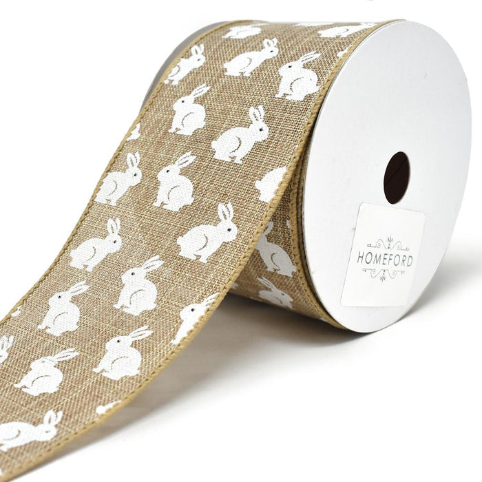 Soft Canvas Bunny Wired Printed Ribbon, 2-1/2-Inch, 10-Yard