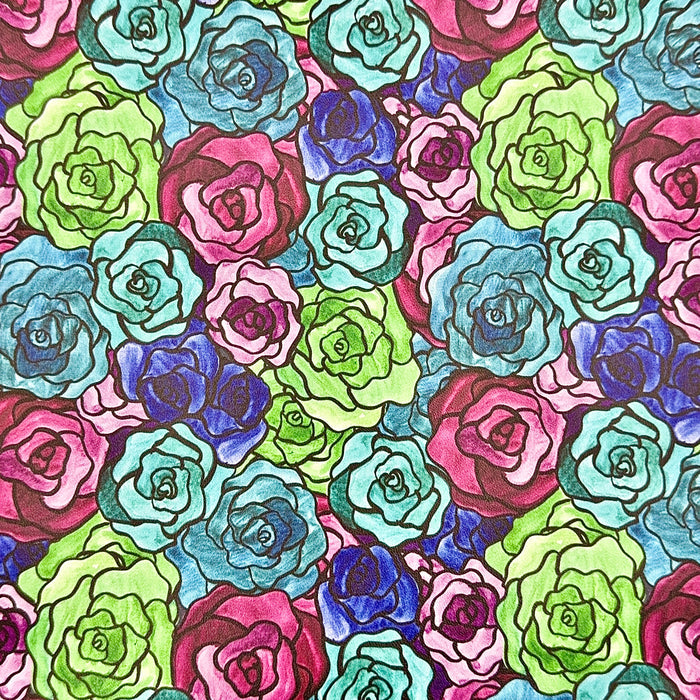 Stained Glass Roses | 18" Luxe Vinyl Roll - Mid-Weight