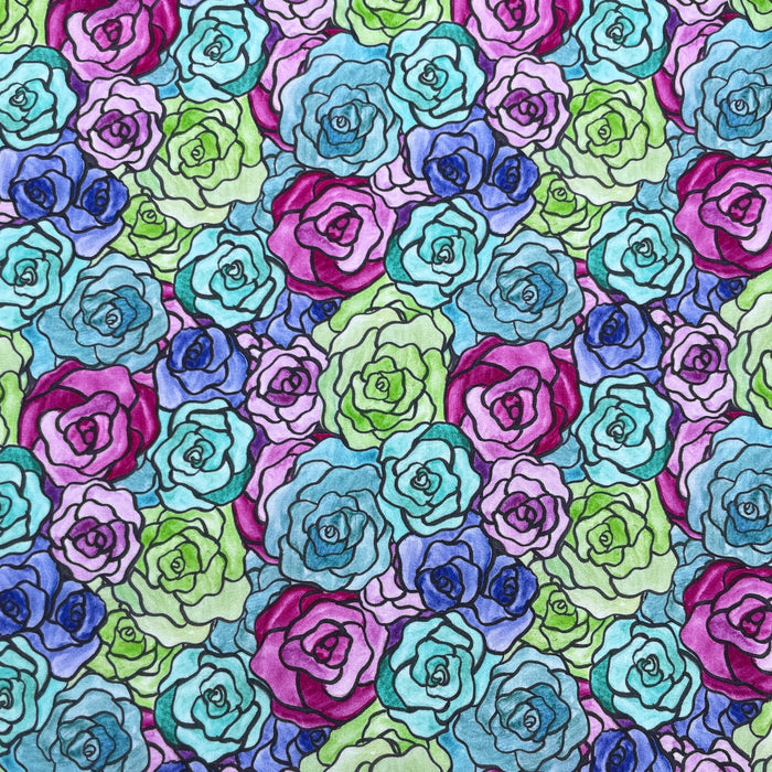 Stained Glass Roses | Bamboo French Terry - 2 Yard Cut