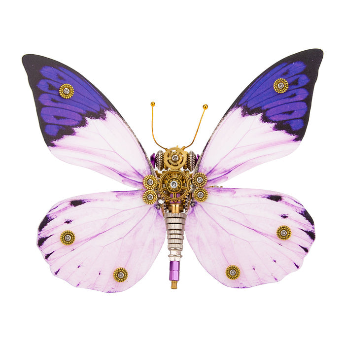 Steampunk 3D Metal Purple Butterfly Hebomoia Glaucippe Model DIY Kits