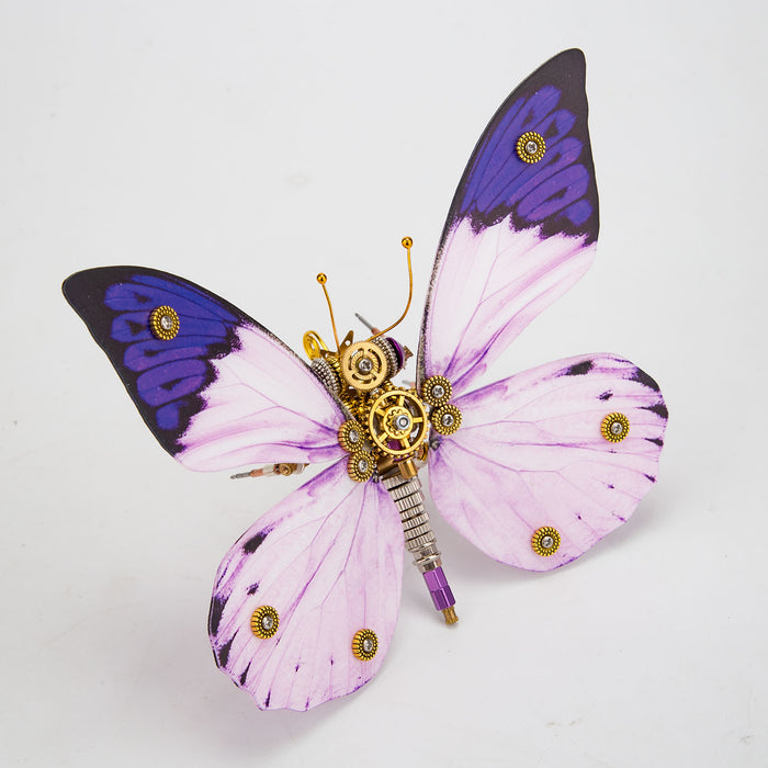 Steampunk 3D Metal Purple Butterfly Hebomoia Glaucippe Model DIY Kits