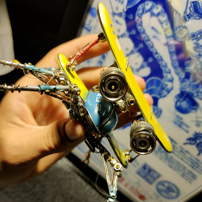 Steampunk Biplane Fighter Beetle Insect Metal Bug Model