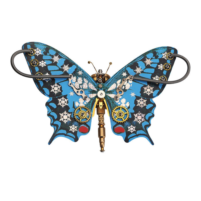 Steampunk Blue Butterfly Pipevine Swallowtail Model Building Kit With Flower Base