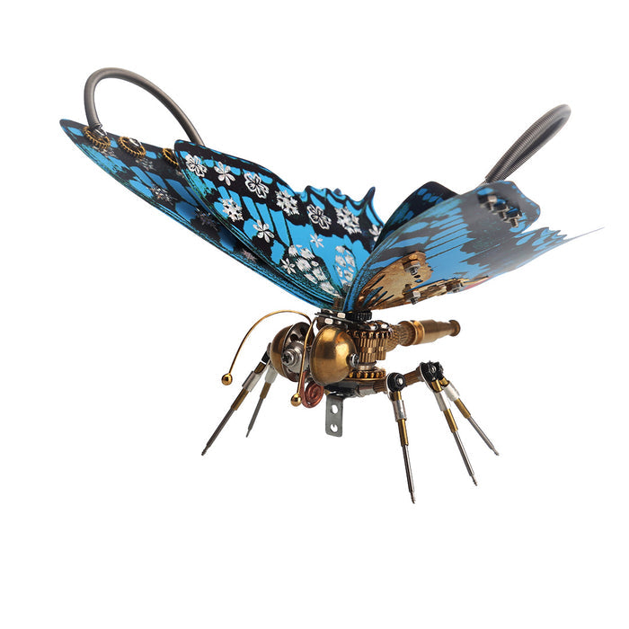 Steampunk Blue Butterfly Pipevine Swallowtail Model Building Kit With Flower Base