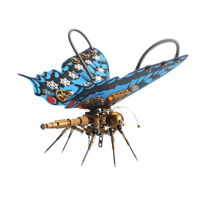 Steampunk Blue Butterfly Pipevine Swallowtail Model Building Kit With Flower Base