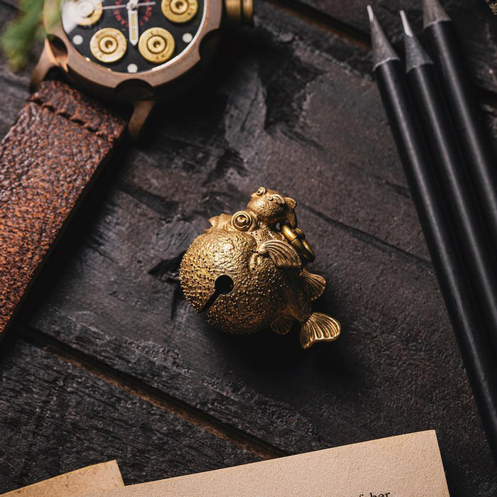 Steampunk Brass Globefish Bell