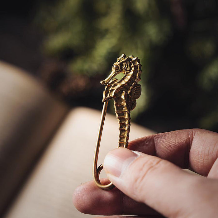 Steampunk Brass Seahorse Pin
