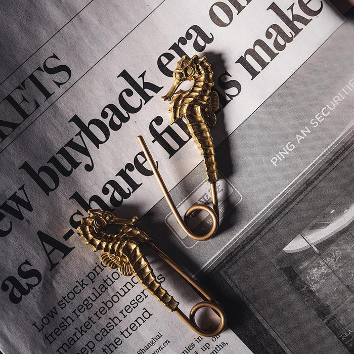 Steampunk Brass Seahorse Pin