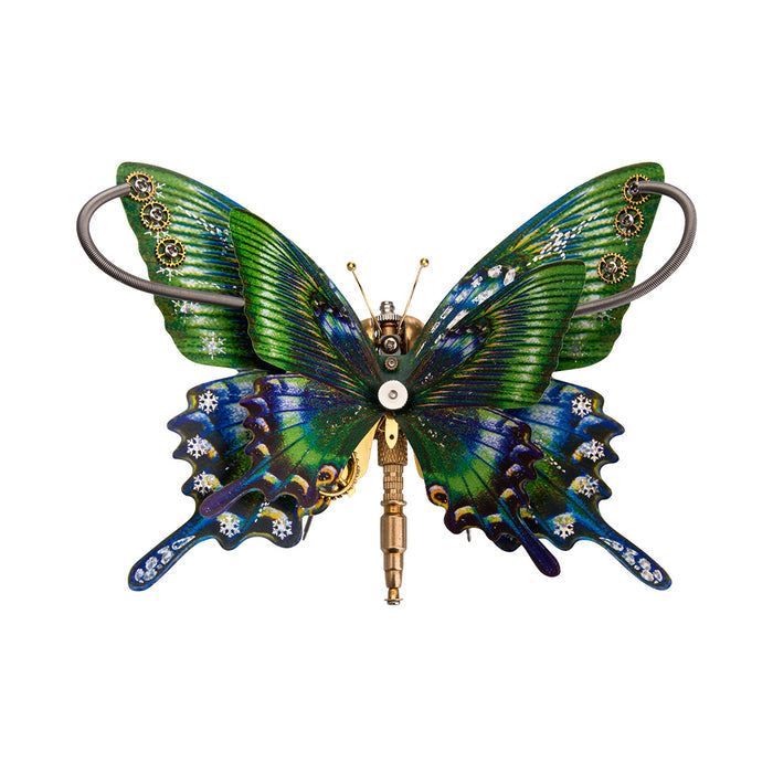 Steampunk Butterfly Alpine Black Swallowtail Papilio Maackii Model 3D DIY Kit With Flower Base