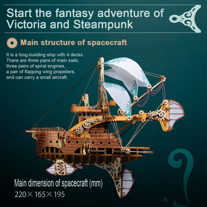Steampunk DIY Fantasy Travel Spaceship Wooden Puzzle