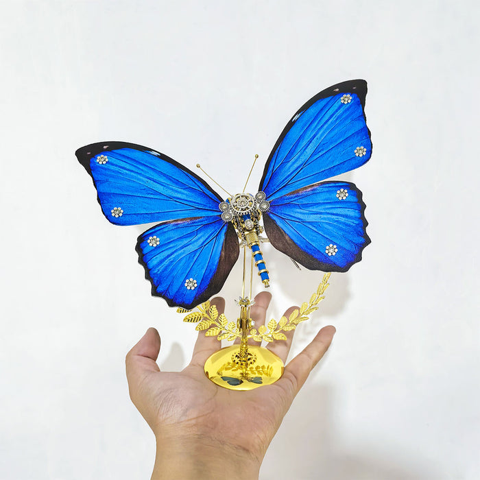 Steampunk Dreamy Blue Morpho Butterfly 3D Metal Model Kits 100+PCS