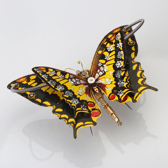 Steampunk Eastern Tiger Swallowtail Butterfly DIY Kit Papilio Glaucus With Flower Base