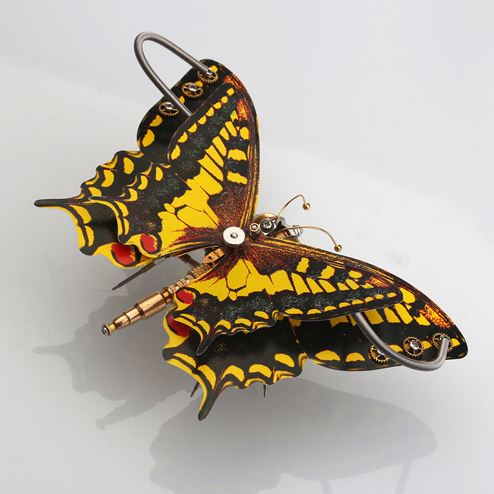 Steampunk Eastern Tiger Swallowtail Butterfly DIY Kit Papilio Glaucus With Flower Base