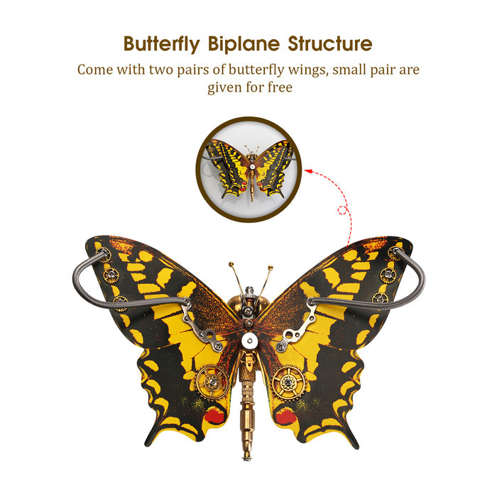 Steampunk Eastern Tiger Swallowtail Butterfly DIY Kit Papilio Glaucus With Flower Base