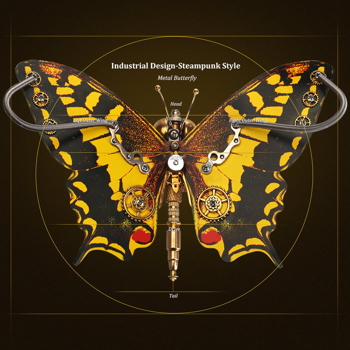 Steampunk Eastern Tiger Swallowtail Butterfly DIY Kit Papilio Glaucus With Flower Base