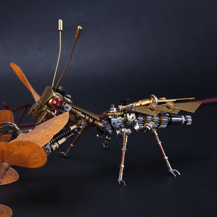 Steampunk Golden Praying Mantis Bug Metal Model DIY Kits for him