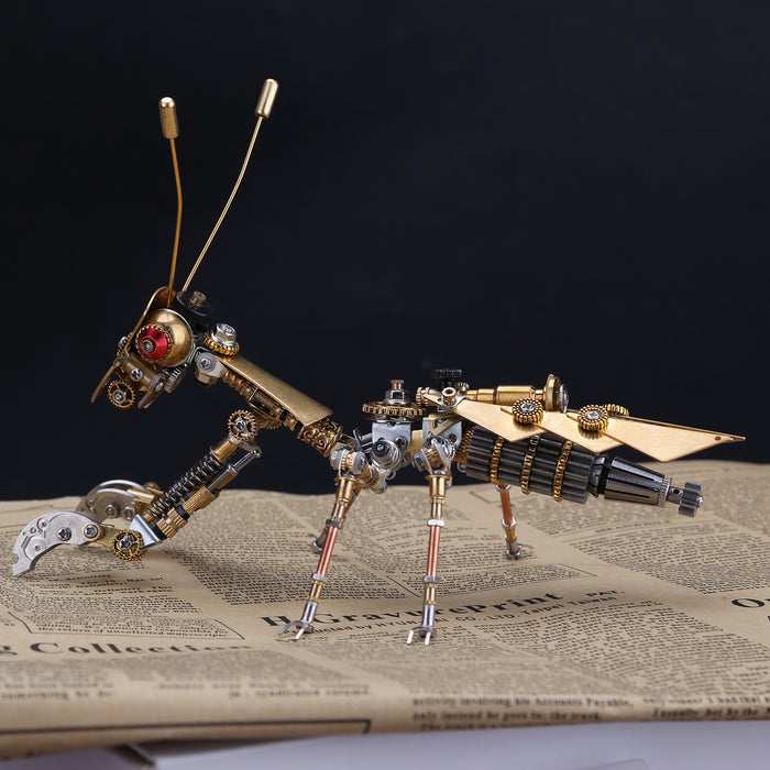 Steampunk Golden Praying Mantis Bug Metal Model DIY Kits for him