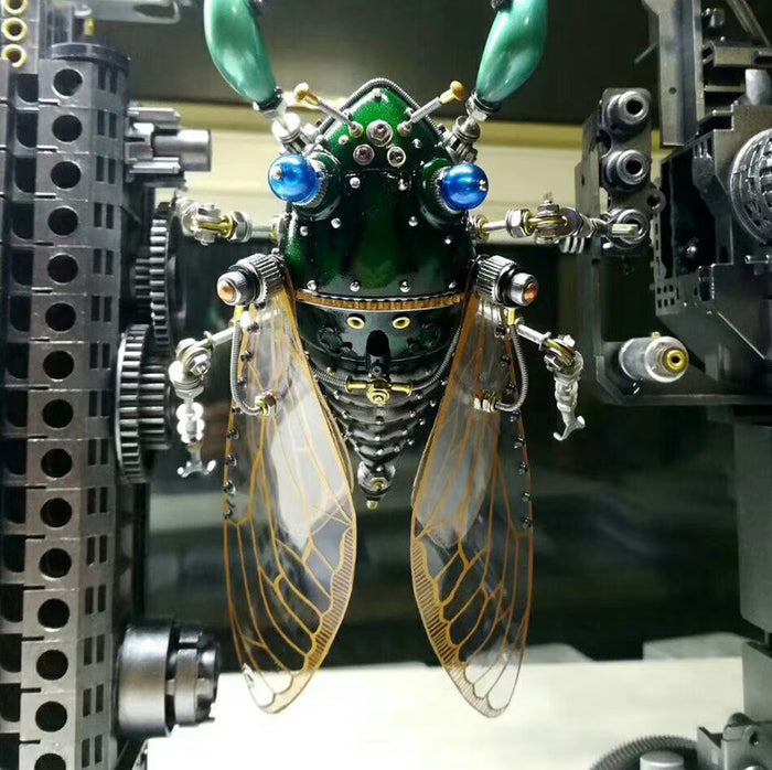 Steampunk Green Leafhopper Cicada Bug 3D Metal  Assembly Model KitsPuzzle Crafts Collection
