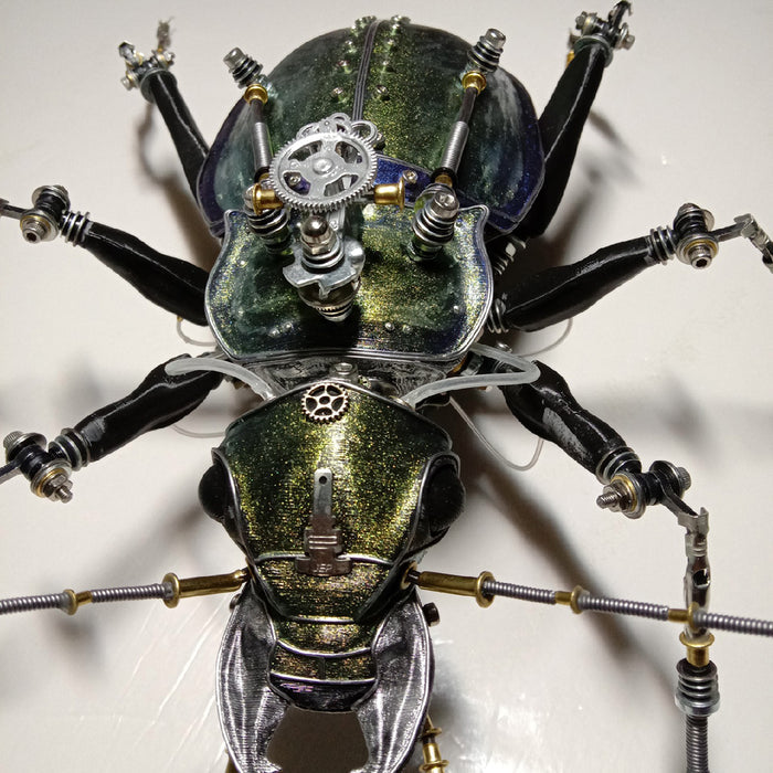 Steampunk Mechanical Metal Green Ground Beetle Insect Sculptures  Assembled