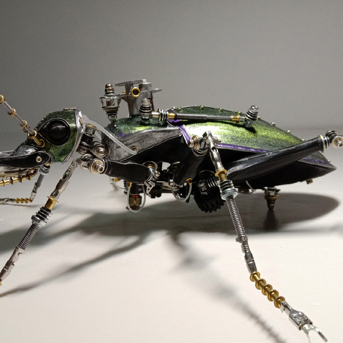Steampunk Mechanical Metal Green Ground Beetle Insect Sculptures  Assembled