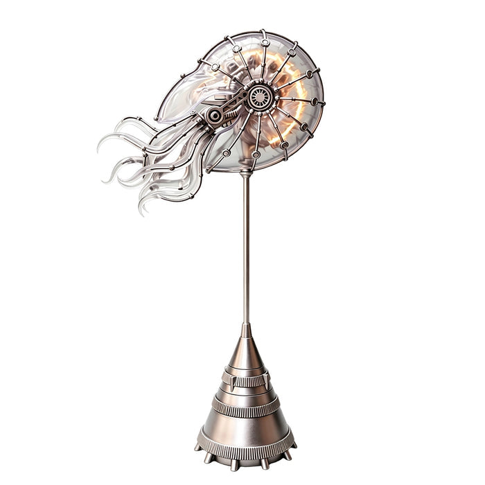 Steampunk Mechanical Nautilus LED Light Ocean Creature Art Display Desktop Decoration