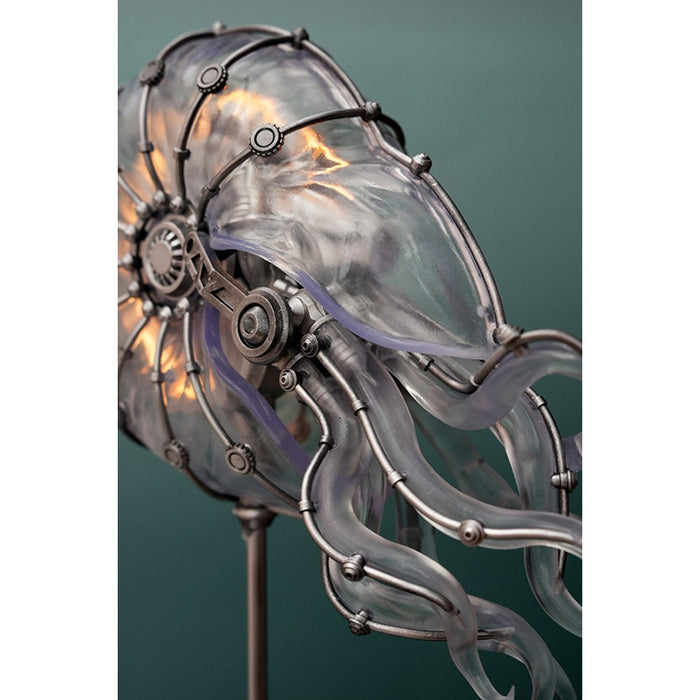 Steampunk Mechanical Nautilus LED Light Ocean Creature Art Display Desktop Decoration