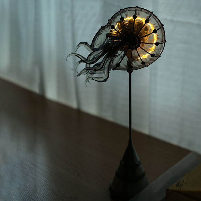 Steampunk Mechanical Nautilus LED Light Ocean Creature Art Display Desktop Decoration